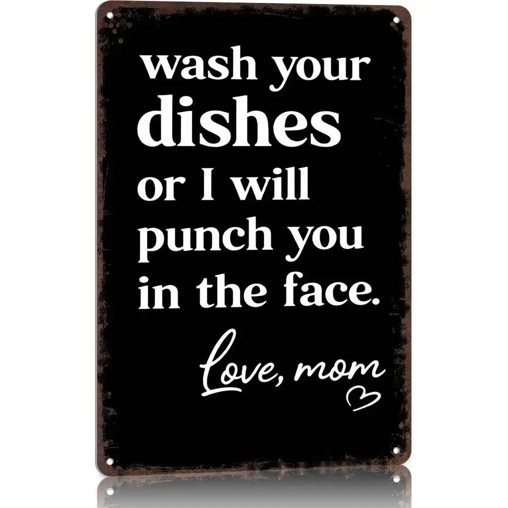 "Wash Your Dishes" Funny Metal Tin Sign - 8x12 Waterproof Matte Kitchen Decor