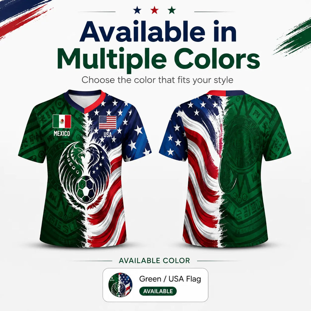 Mexico Green Tribal & US Stars Stripes Jersey – Dual Eagle Heritage Sports Shirt