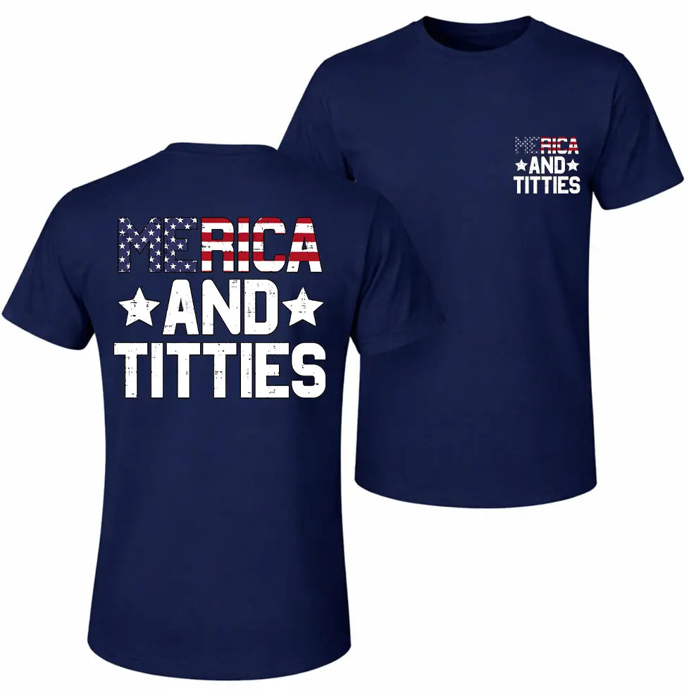 Men's "Merica And Titties" Sleeveless Tank Top – Punk Printed Crew Neck Vest