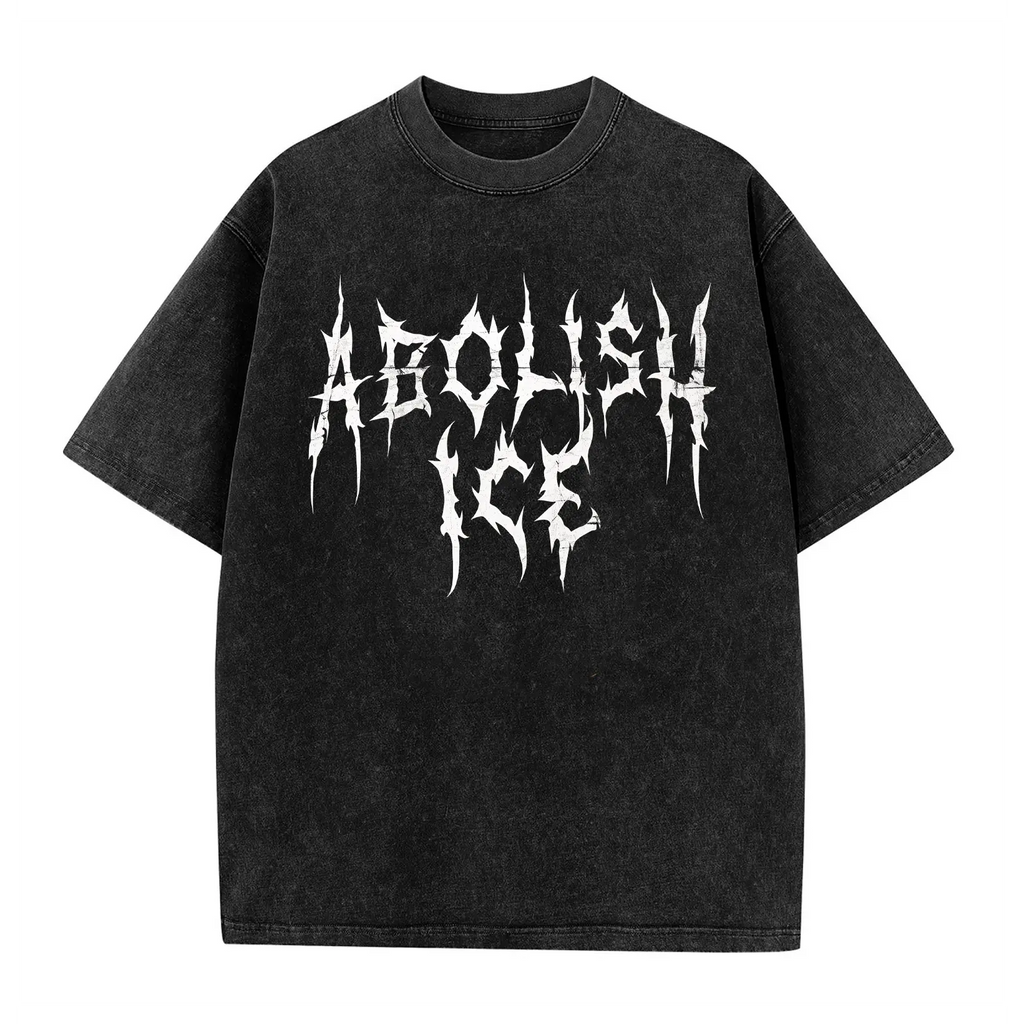 "ABOLISH ICE" Heavy Metal Washed Tee | Vintage Human Rights Streetwear