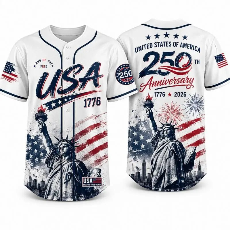 Comfort Colors USA 250th Anniversary Baseball Jersey – Patriotic 1776–2026 American Flag Liberty Eagle Shirt