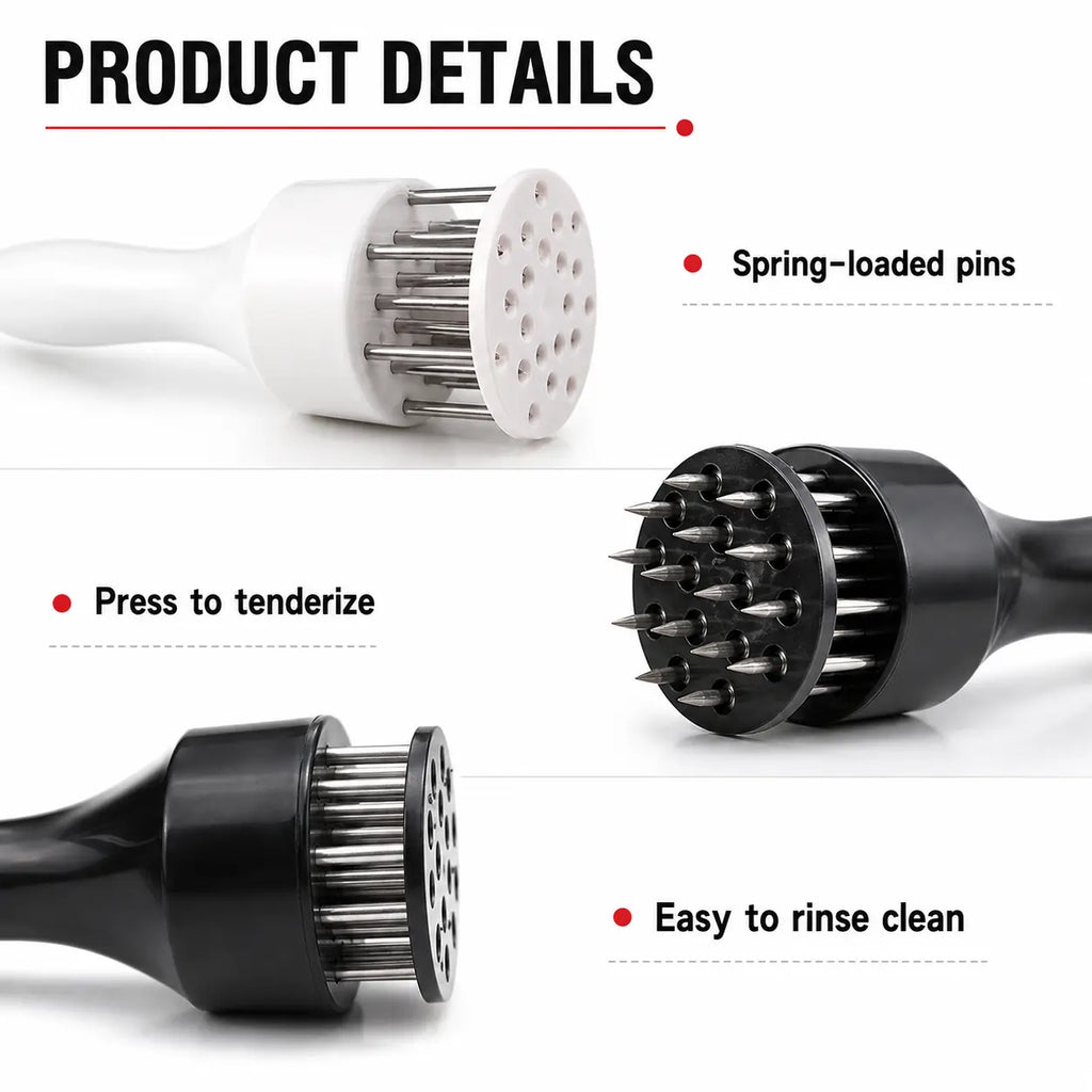 Stainless Steel Meat Tenderizer Tool – Multi-Needle Tenderizer for Fast Marinating & Juicier Meat