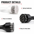 Stainless Steel Meat Tenderizer Tool – Multi-Needle Tenderizer for Fast Marinating & Juicier Meat