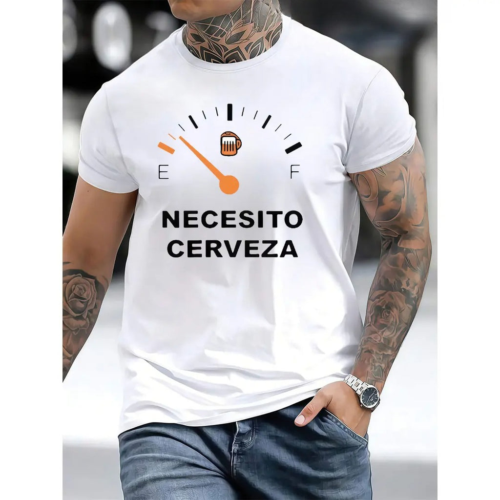 Men's Letter Graphic Tee | Trendy Summer Crewneck Streetwear Shirt