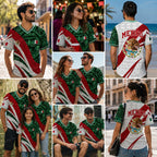 Mexico Flag Eagle V-Neck Jersey – Aztec Pattern Patriotic Soccer Style Shirt