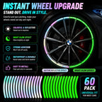 60-Piece Glow in The Dark Reflective Wheel Rim Stickers – Waterproof Universal Decals for Cars