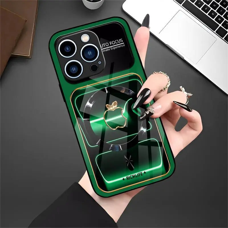 Luxury Neon Glow MagSafe Case - Neon-Contoured Tempered Glass Lens Cover