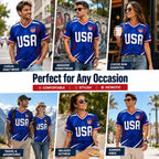 USA Patriotic Wolf Graphic V-Neck Sports Jersey – Lightweight Quick-Dry Athletic Top