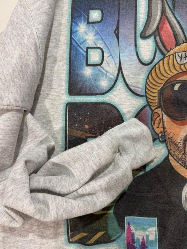 Ash Gray Football Bunny Sweatshirt Cotton/ Polyester Sublimated Image 063