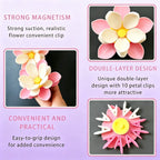 Lotus Magnetic Chip Clips Set – Cute Food Sealing Bag Clips with Fridge Organizer Base