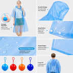 Portable Hooded Disposable Rain Poncho with Keychain Ball – Waterproof & Tear-Resistant