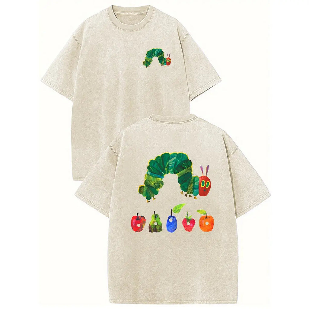 Holafish Retro Acid Wash Tee: "The Very Hungry Caterpillar" Heavyweight Streetwear
