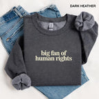 Big Fan of Human Rights Sweatshirt, Equality Graphic Sweater, Social Justice Activism Top