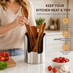 Thickened Stainless Steel Utensil Organizer – Rust-Resistant Countertop Storage Holder