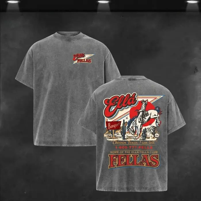 'Ella Choosin’ Texas' Retro Western Graphic T-Shirt - Funny Country Music & Lone Star Cowboy Tee