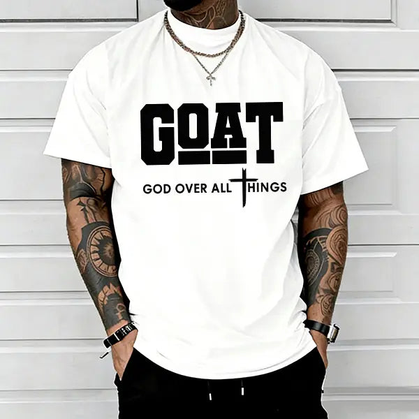 GOAT "God Over All" Men's Loose Streetwear Tee – Trendy Christian Urban Style