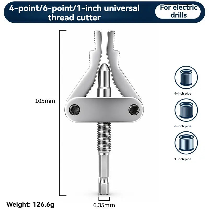 Universal Broken Pipe Thread Extractor Tool (1/2", 3/4", 1") – Drill-Powered Pipe Nipple Remover