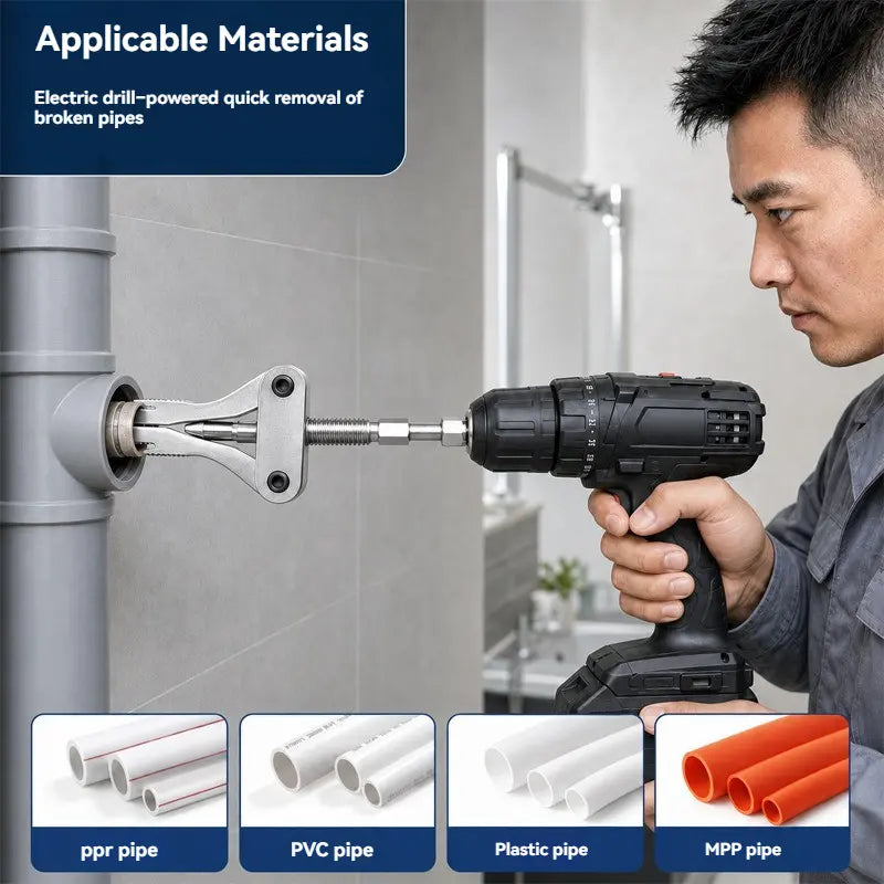 Universal Broken Pipe Thread Extractor Tool (1/2", 3/4", 1") – Drill-Powered Pipe Nipple Remover
