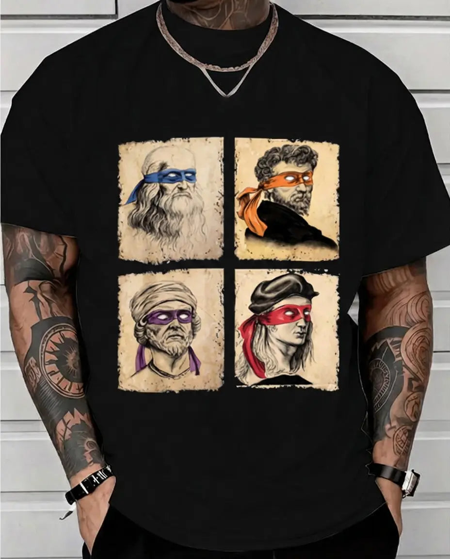 "Italian Artists" TMNT Graphic Tee: Heavyweight Oversized Men's Streetwear