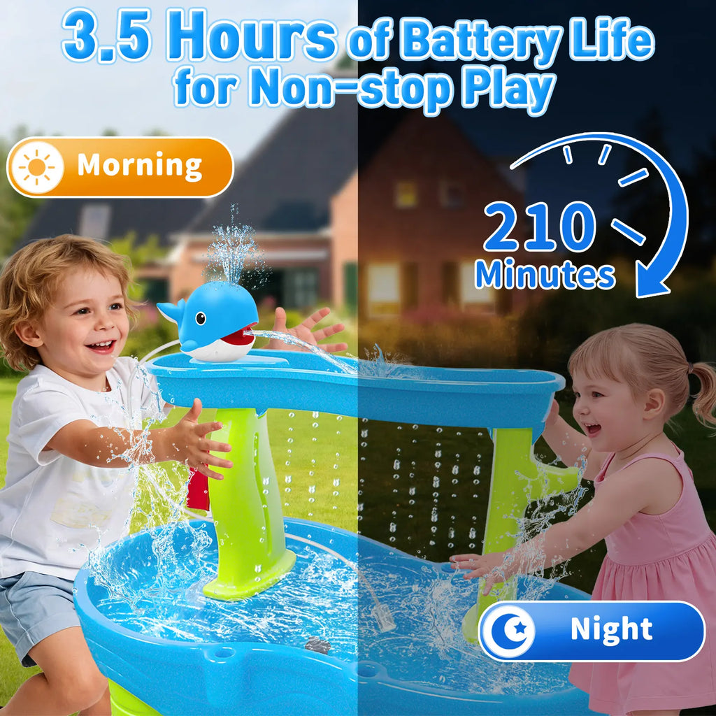 Rechargeable Whale Water Table Pump with Sprinkler - 3.5-Hour Runtime Summer Sensory Toy (Blue/Purple, Pump Only)