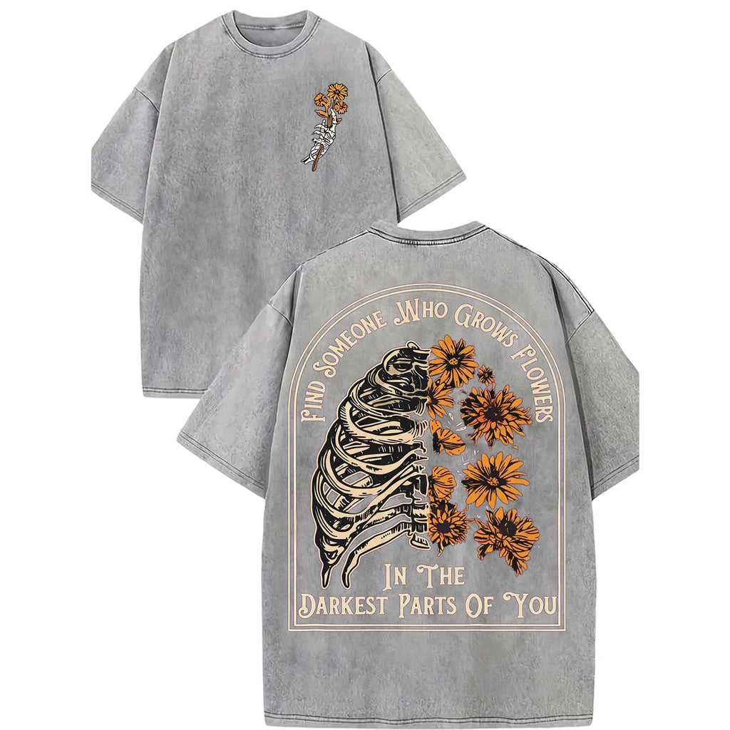 "Find Someone Who Grows Flowers" 230g Heavyweight Ribbed Streetwear Tee