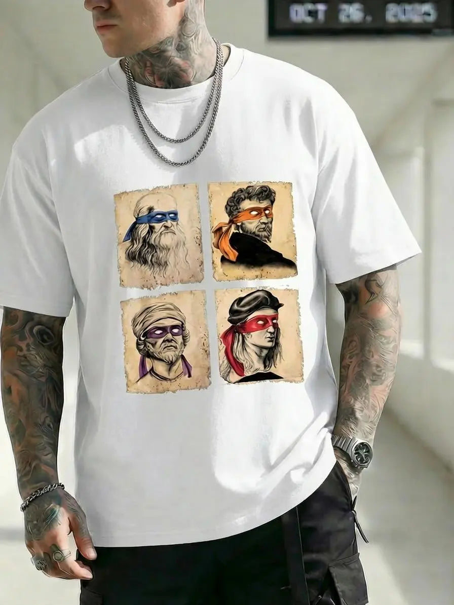 "Italian Artists" TMNT Graphic Tee: Heavyweight Oversized Men's Streetwear