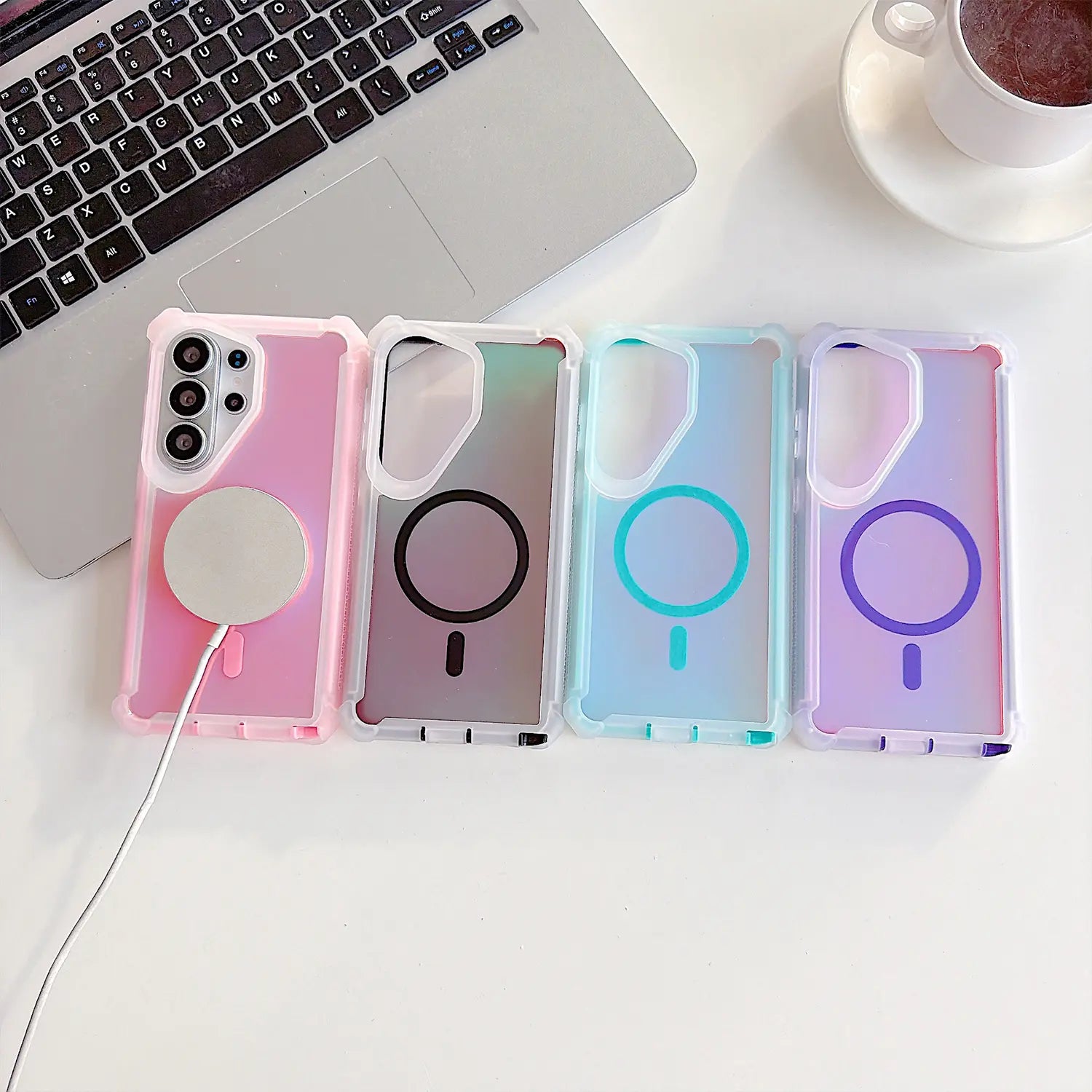 2-in-1 Fluorescent Iridescent MagSafe Case – Laser Gradient Shockproof Cover for Samsung Galaxy S26 Ultra