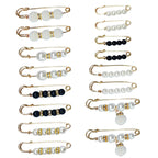 16-Piece Pearl Brooch Pin Set - Decorative Mixed-Style Fasteners for Cardigans & Dresses