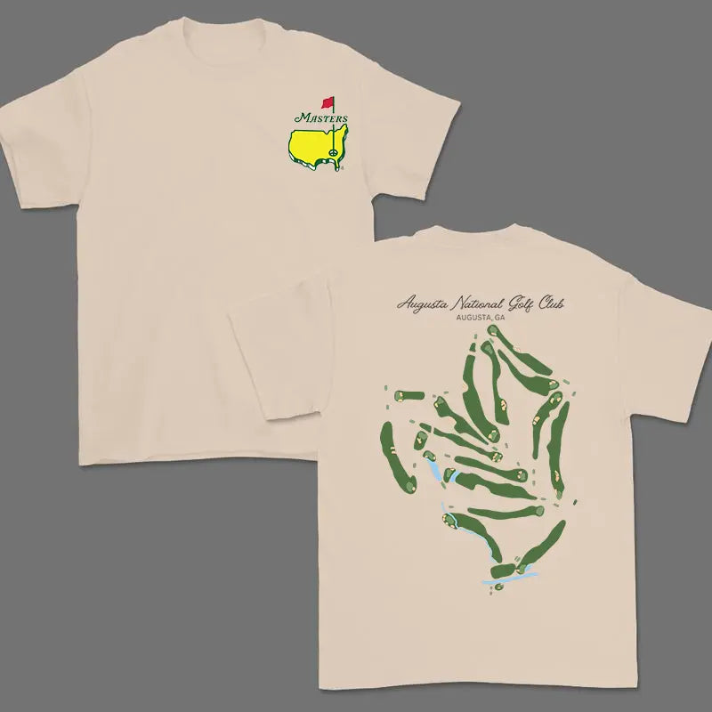 "Augusta National" Full Course Map Tee | Double-Sided Masters Golf Shirt