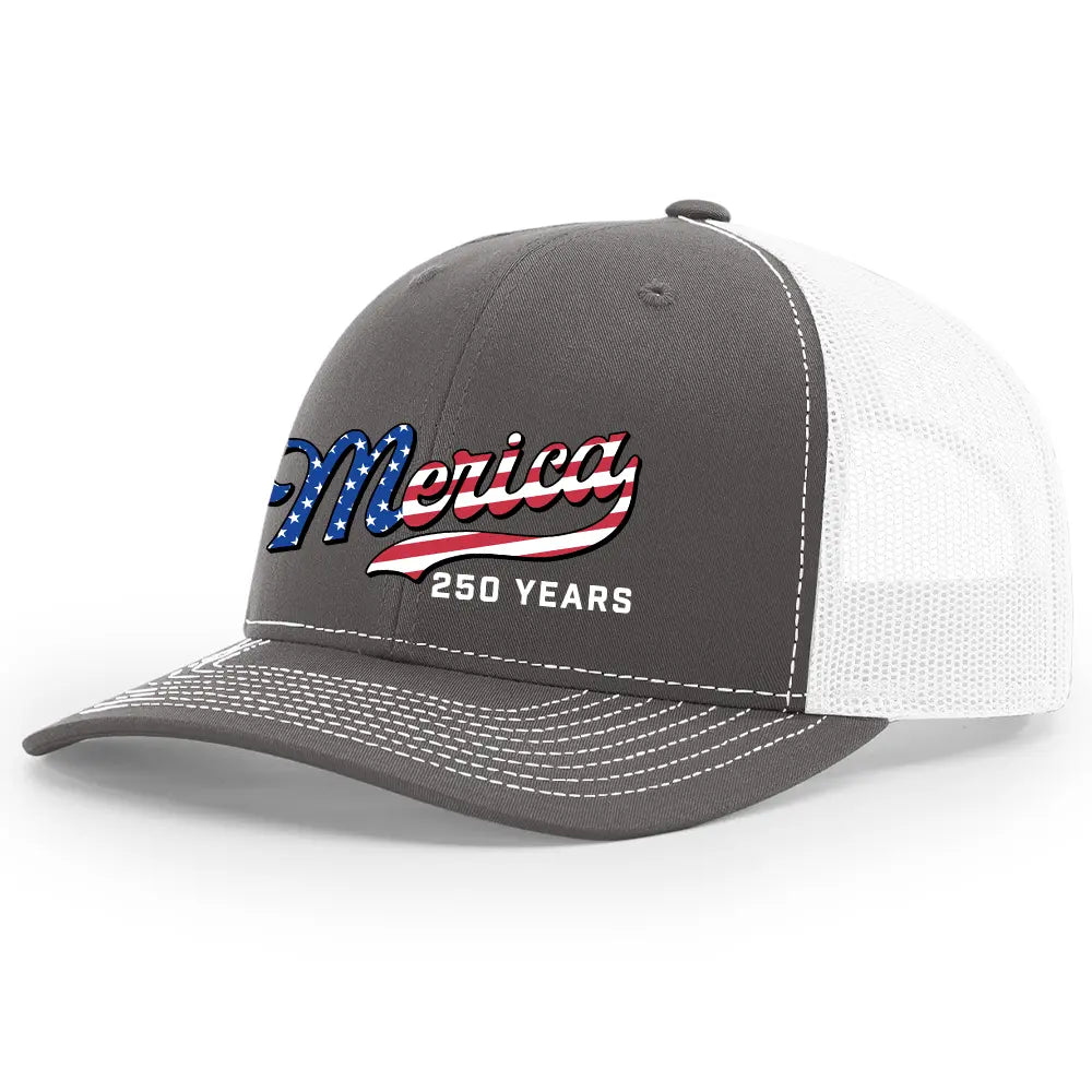 USA 250th Anniversary Patriotic Embroidered Mesh Trucker Hat