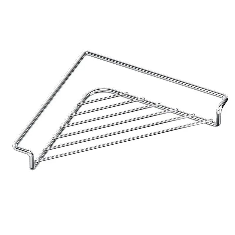 Stainless Steel Triangular Corner Sink Organizer – Open Wire Drainage Rack with Raised Edges