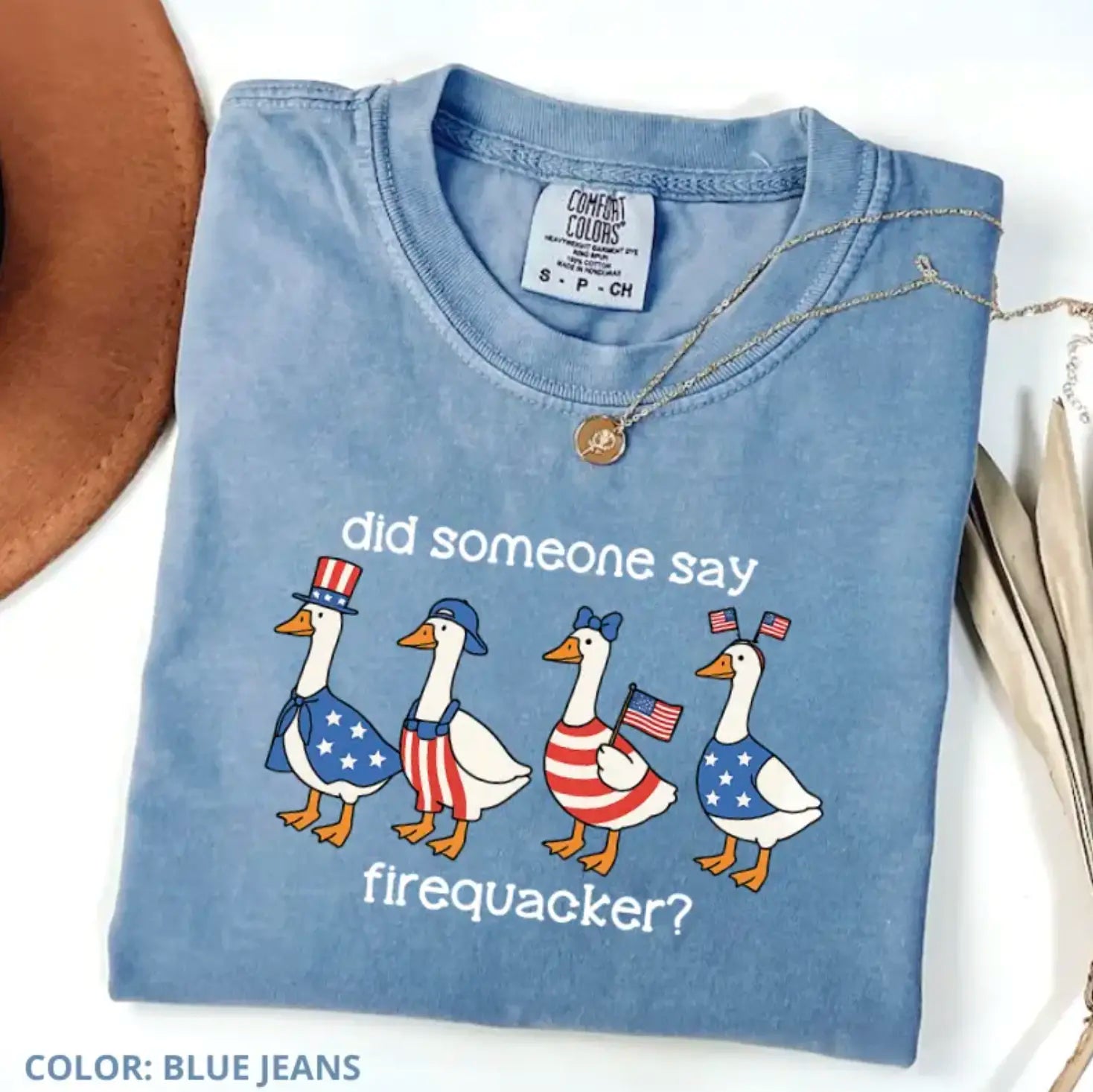 Comfort Colors "Firequacker" Goose Shirt – Funny 4th of July Patriotic American Flag Tee