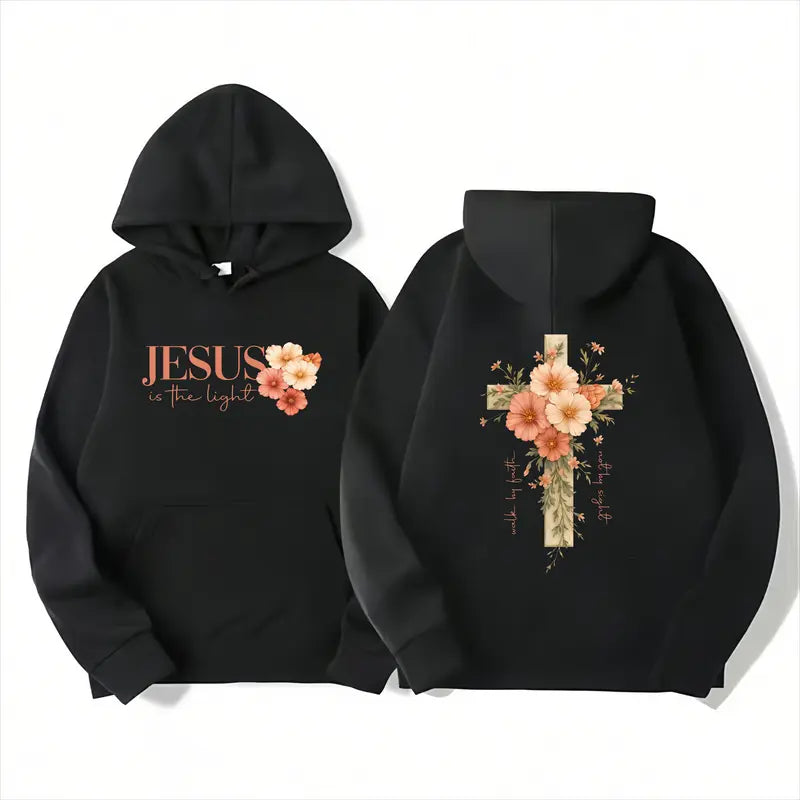 Faith Cross Christian Shirts for Women with Beautiful Floral Cross Print