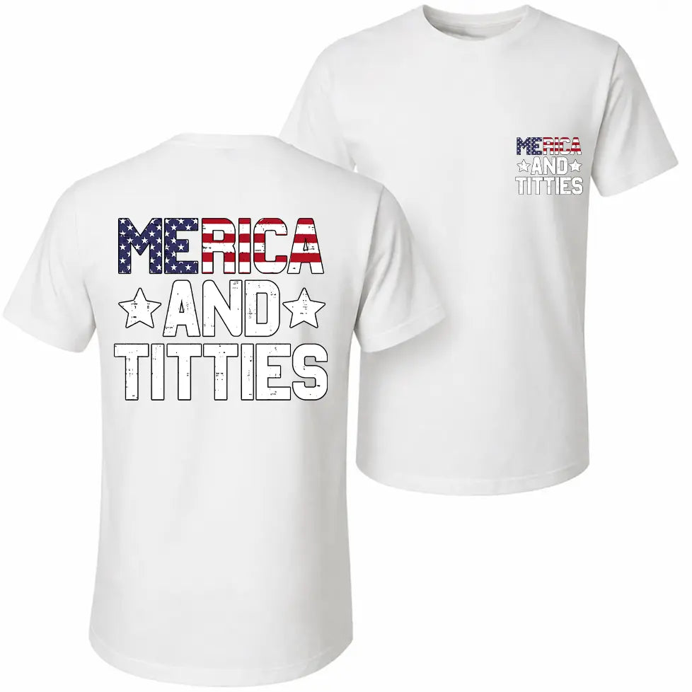 Men's "Merica And Titties" Sleeveless Tank Top – Punk Printed Crew Neck Vest