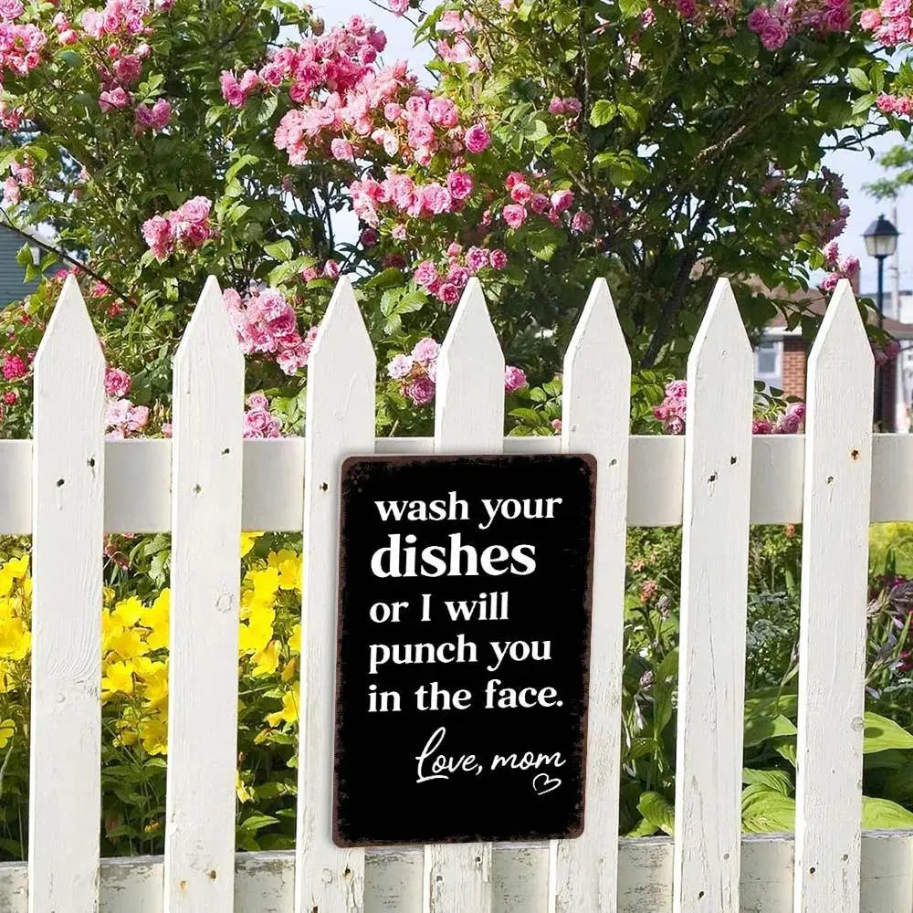 "Wash Your Dishes" Funny Metal Tin Sign - 8x12 Waterproof Matte Kitchen Decor