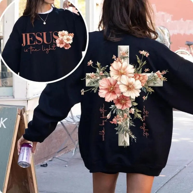 "Jesus Is The Light" Floral Christian Shirt | His Grace Is Enough Tee