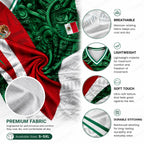 Mexico Flag Eagle V-Neck Jersey – Aztec Pattern Patriotic Soccer Style Shirt