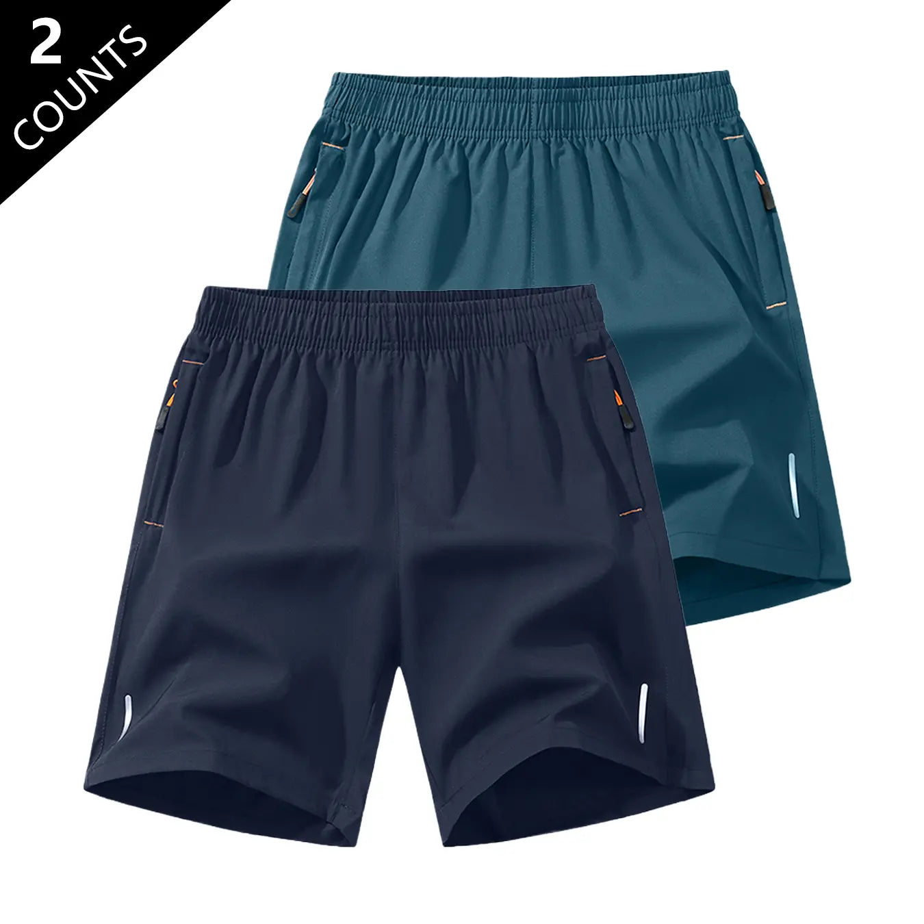 Men's Solid-Color Casual Summer Shorts with Zippered Pockets (97% Polyester/3% Spandex) - Tropical Beige