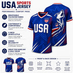 USA Patriotic Wolf Graphic V-Neck Sports Jersey – Lightweight Quick-Dry Athletic Top