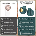 Portable Mini Bladeless Waist/Shirt Clip-On Fan | 3-Speed Silent Personal Fan for Outdoor, Sports & Summer Gifting