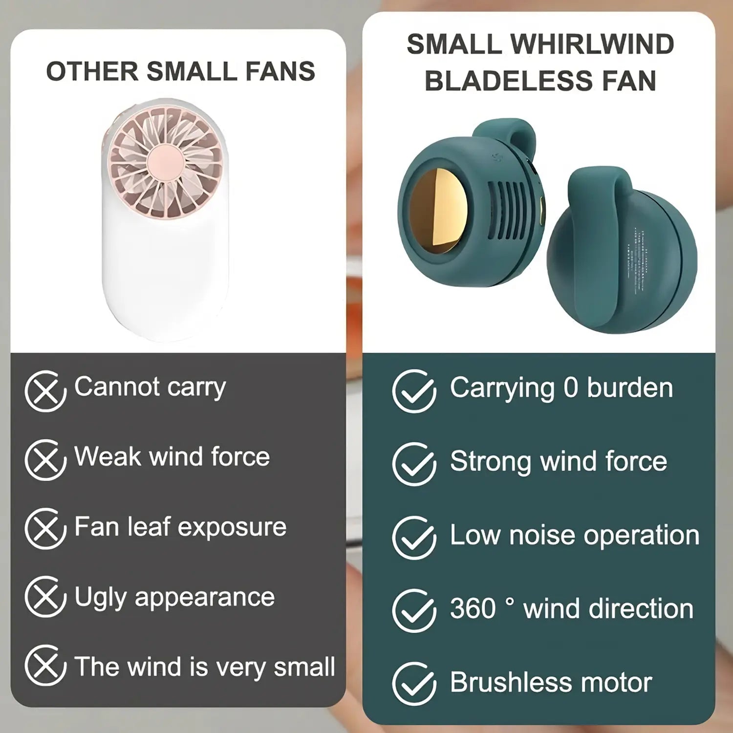 Portable Mini Bladeless Waist/Shirt Clip-On Fan | 3-Speed Silent Personal Fan for Outdoor, Sports & Summer Gifting