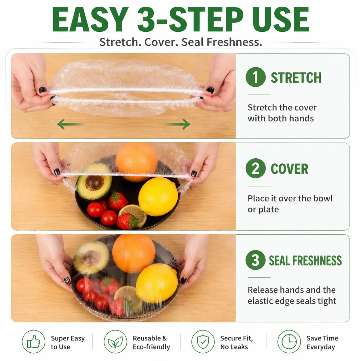 100-Pack Disposable Stretch Plastic Food Covers – Elastic Bowl Covers for Kitchen Storage