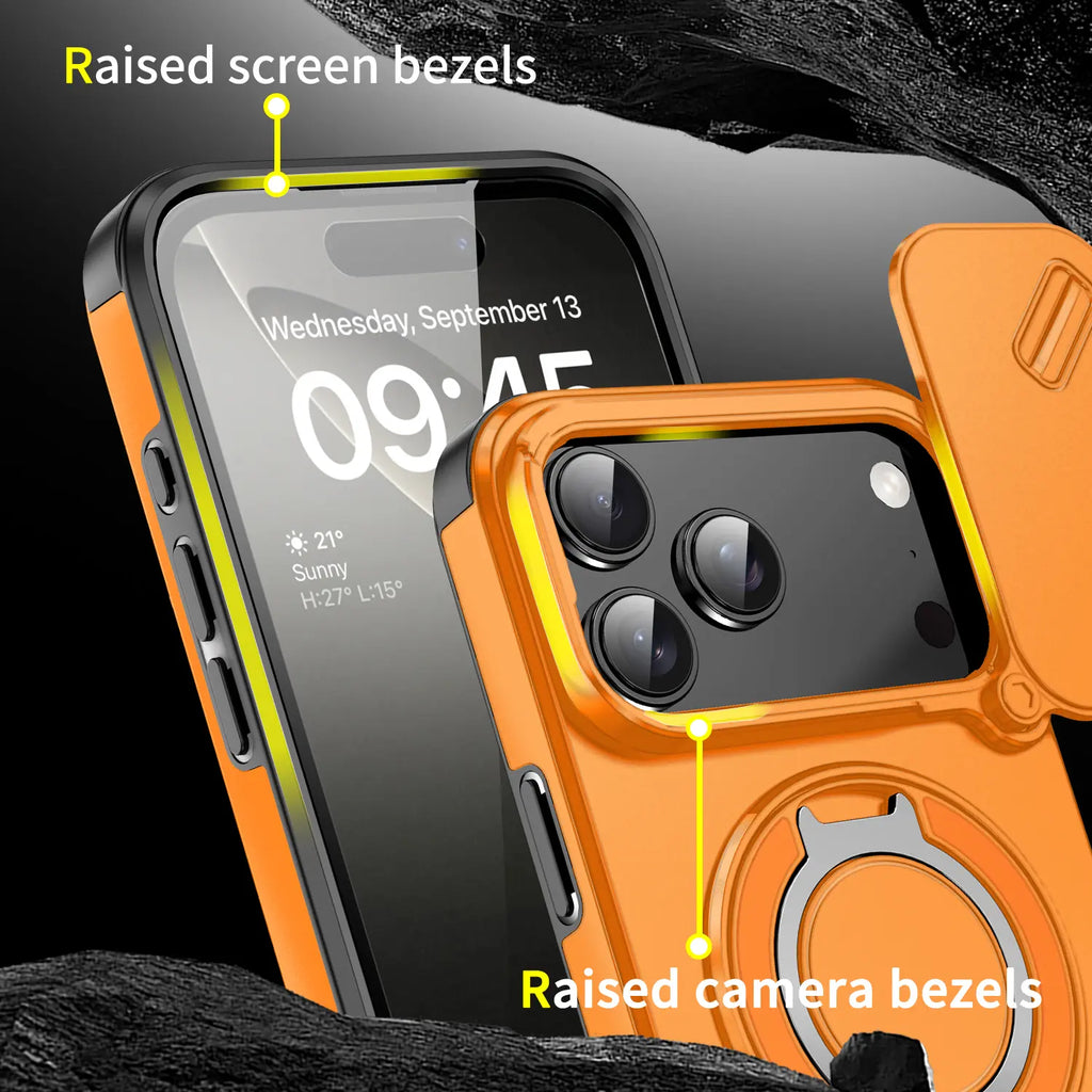 MagSafe Case with Slide Camera Cover & Ring Kickstand – Military Grade Shockproof for iPhone 17 Pro Max