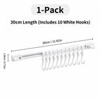 Adjustable 10-Hook Slide Rail Organiser – Multifunctional Adhesive Storage Rack for Kitchen & Bathroom