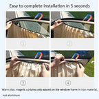 4-Piece Beige Magnetic Car Side Window Sun Shades – UV Protection & Privacy Curtains