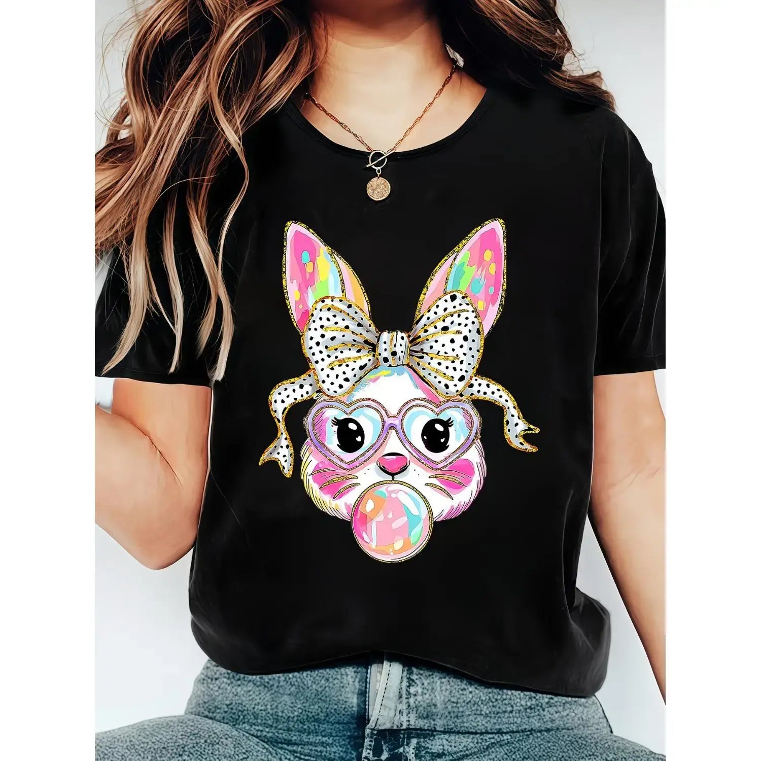 "Lucky Bunny" Easter & St. Patrick's Day Tee: Soft Stretchy Festive Shirt