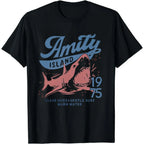 Jaws Amity Island 1975 Tee: Vintage Cotton Movie Gift for Film Buffs