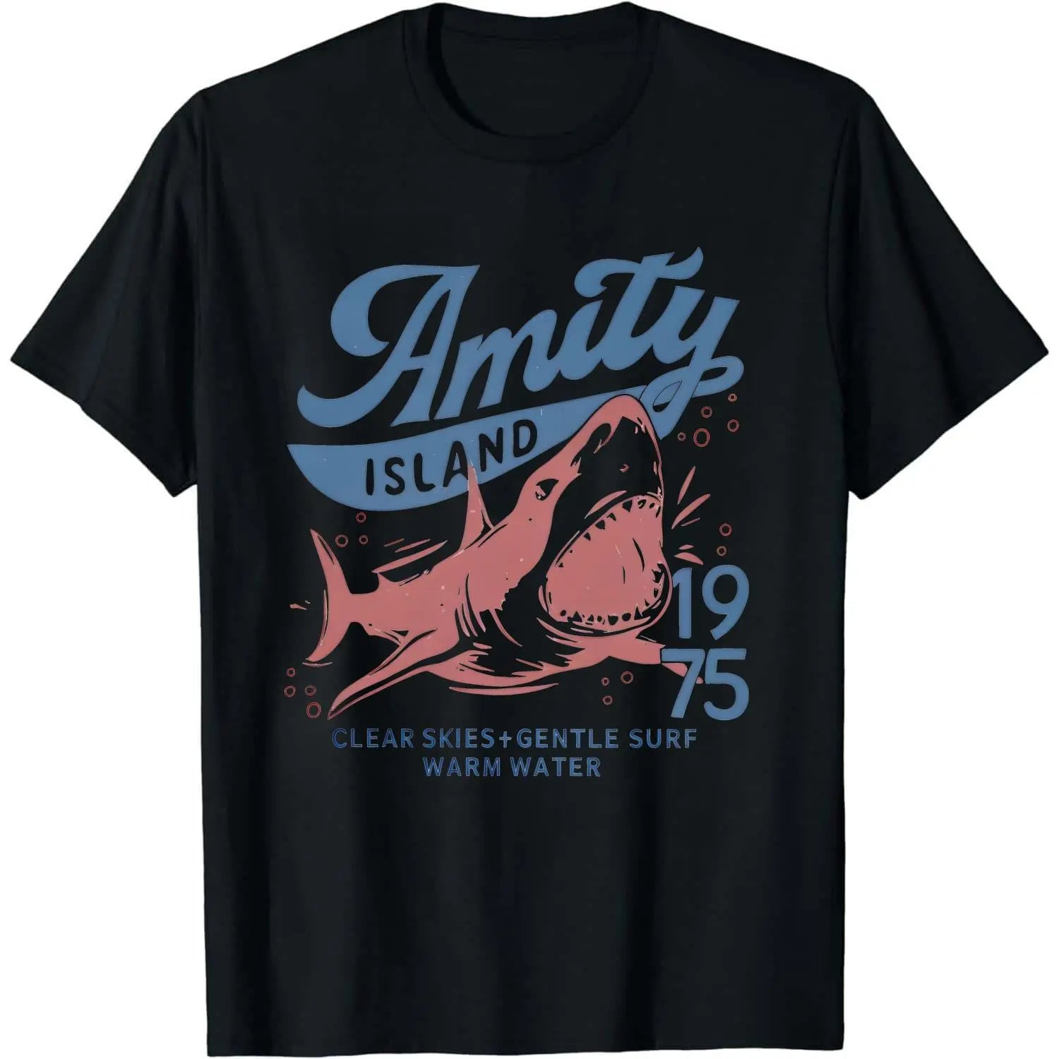 Jaws Amity Island 1975 Tee: Vintage Cotton Movie Gift for Film Buffs