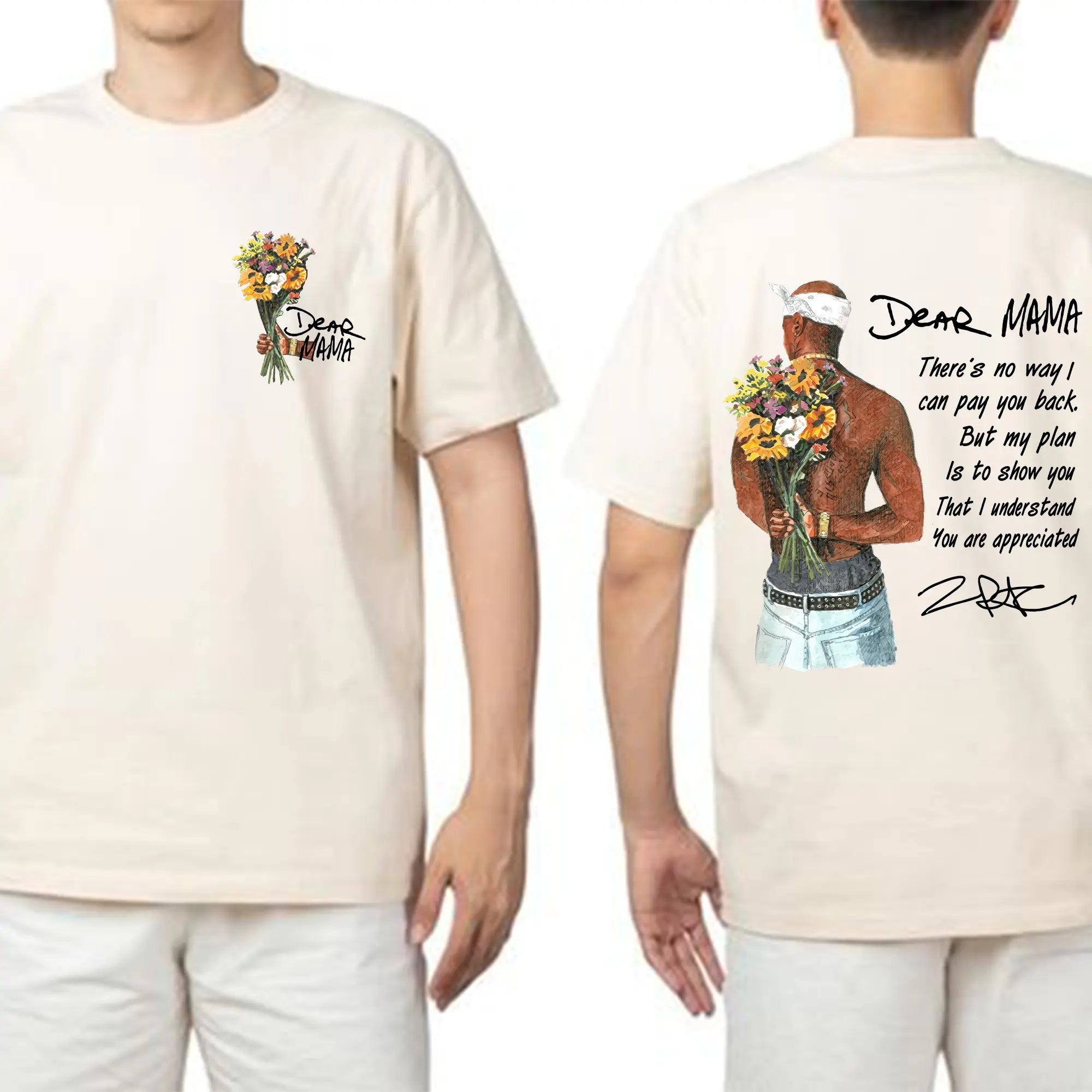 2Pac "Dear Mama" Mother's Day Tee: Vintage Rapper Quote 100% Cotton Shirt