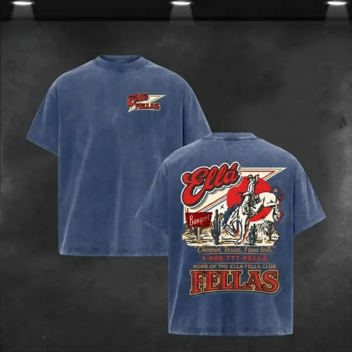 'Ella Choosin’ Texas' Retro Western Graphic T-Shirt - Funny Country Music & Lone Star Cowboy Tee